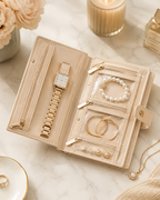 The Grace Collection Jewelry Book – Beige Vegan Leather Jewelry Organizer Book